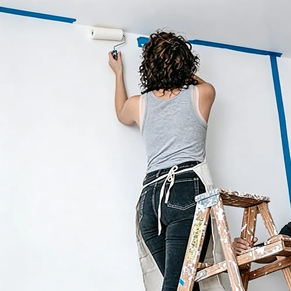 washi tape painted wall masking